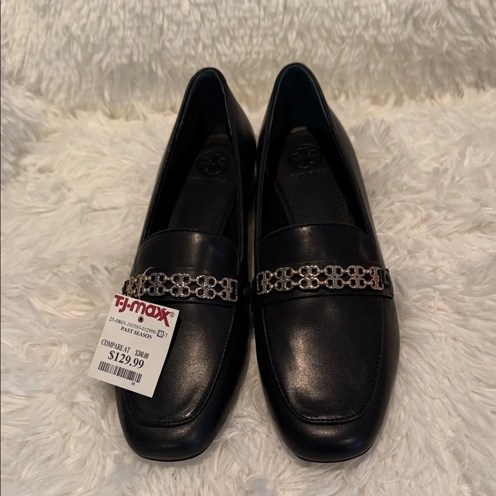 Tory Burch Gemini Link Black Slip On Flats NWT Size 8.5